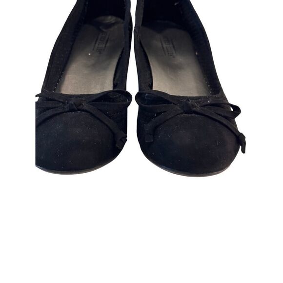 Seychelles Black Suede Wedge Ballet Flats Size 6 Bow Detail Comfort Shoes - Picture 3 of 7